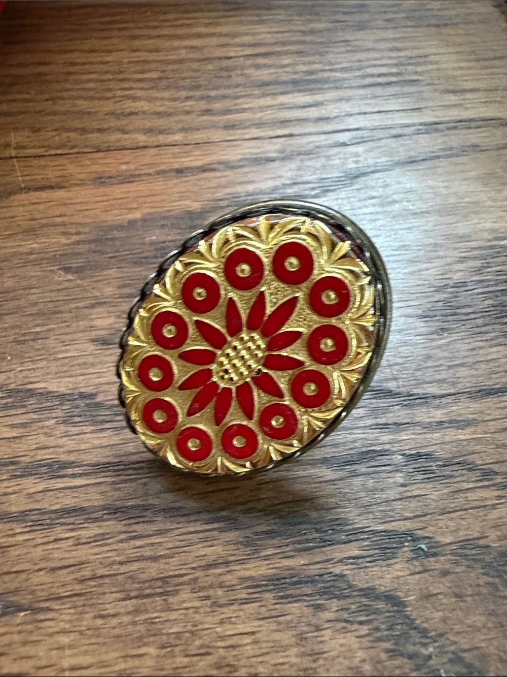 Jan Michaels Red and Gold Big Ring